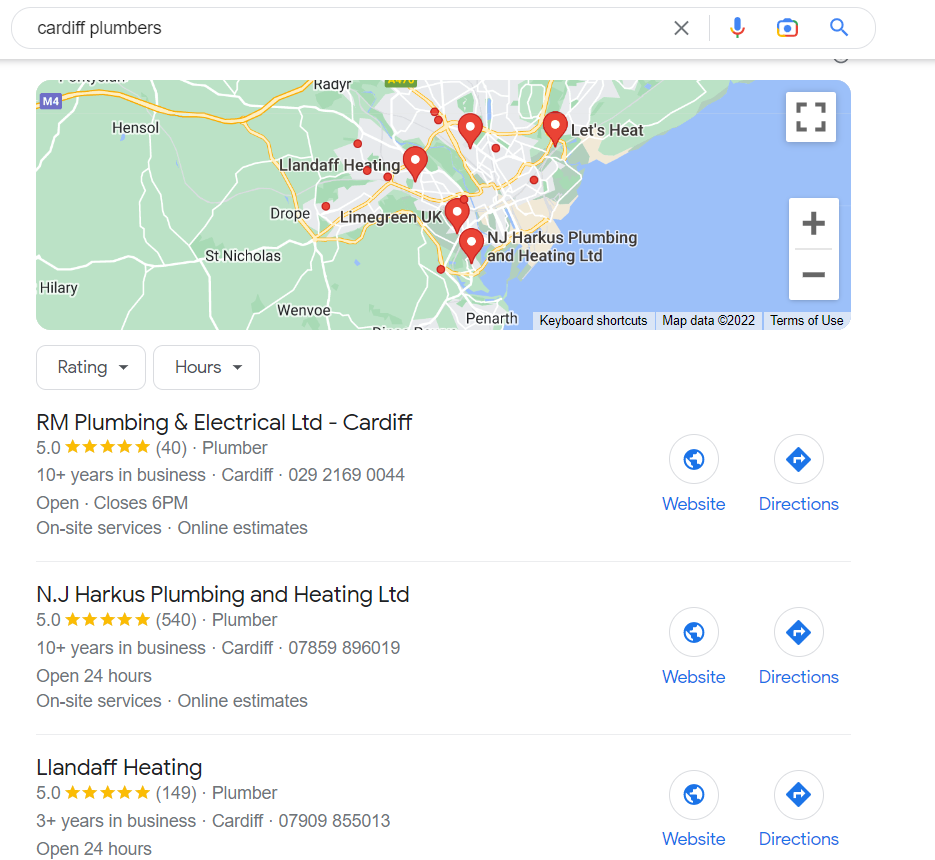 A Graphic giving an example of what a good Google business profile looks like